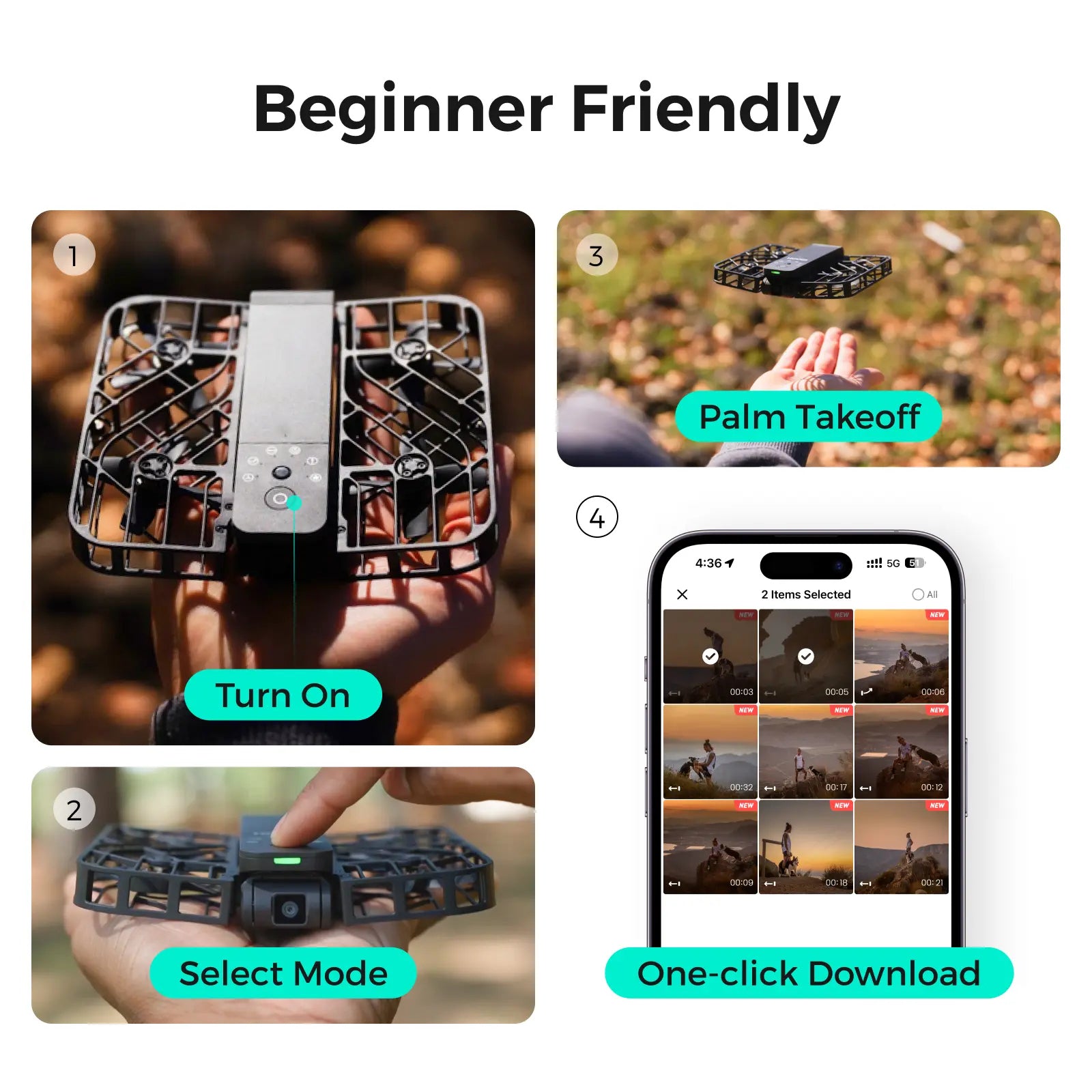 Pocket-Sized Self-Flying Camera Lightweight Quadcopter